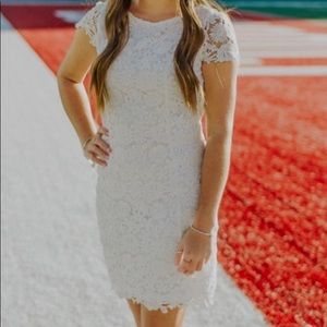 Lulus White Lace Dress with Open Back